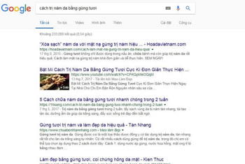 Kết quả tìm kiếm cách trị nám da bằng gừng tươi tìm kiếm trên Google